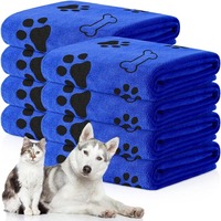 Microfiber Pet Towels For Dogs  70X100 Cm, Super Absorbent & Quick Dry, Soft & Durable Bath Towel With Paw Print Design, Fo