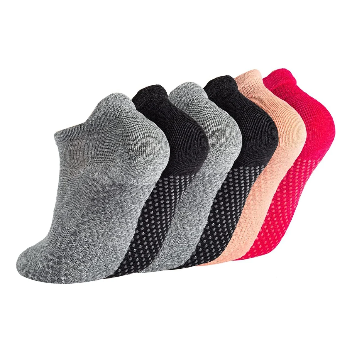 6 Pairs Yoga Socks for Women Pilates Non Slip Socks Womens Pilates Socks with Grips for Women Grippers Socks No Slip Socks Women