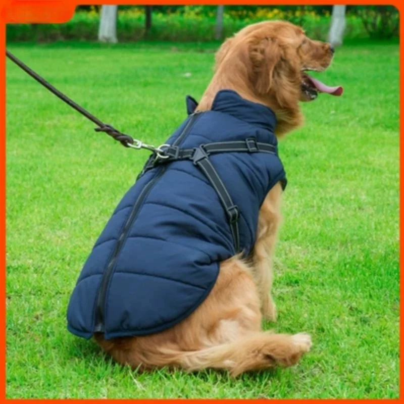 

Dog Clothing Winter Cotton Jacket Golden Fur Large Dog Charging Suit Thickened Warm Waterproof Pet Clothing