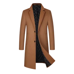 Manteau long en laine épaissie pour hommes, costume moyen et long, coton UR, automne et hiver, nouveau, 54.3%