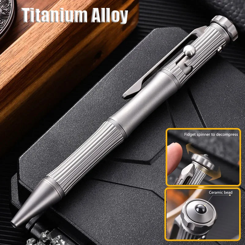 

Titanium Alloy Finger Rotate Tactical Pen G2 Signature Business Pen Emergency Survival Window Breaker Decompression Gift Tool