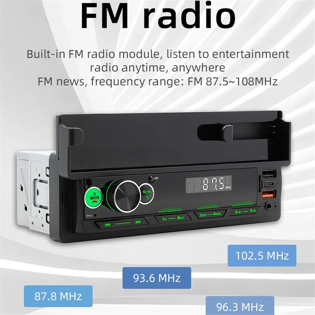 ABDX-Single Din Car Stereo MP3 Player Radio Receivers Audio with Bluetooth Handsfree USB FM AUX with Phone