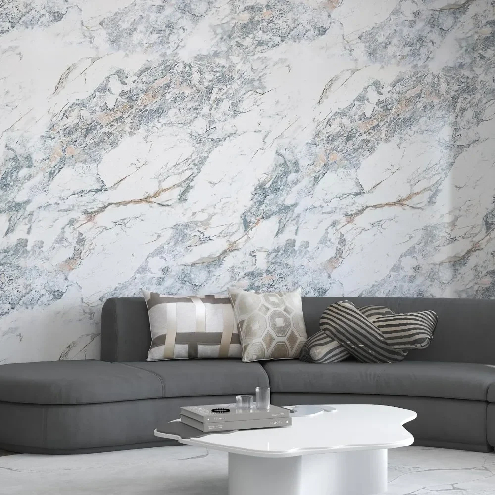 197x48 بوصة توسيع الأبيض الأزرق الرخام ورق حائط المطبخ الجرانيت كونترتوب الفينيل التفاف صفح ورق اتصال قشر مقاوم للماء و s