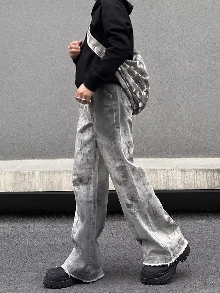 Trashy Y2K 2000S Schlangenmuster Schmutzige Waschung Baggy Jeans Hosen für Männer Kleidung Gothic Vintage Lange Hosen Pantalones Hombre – Detail 15