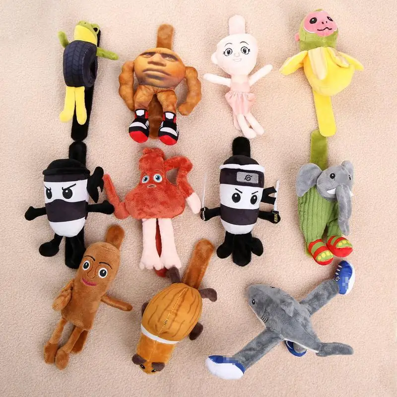 One-Piece Tungtungtung Italian Brainrot Plush Doll; Snap on Hand Ring Stuffed Soft Toy Wristband