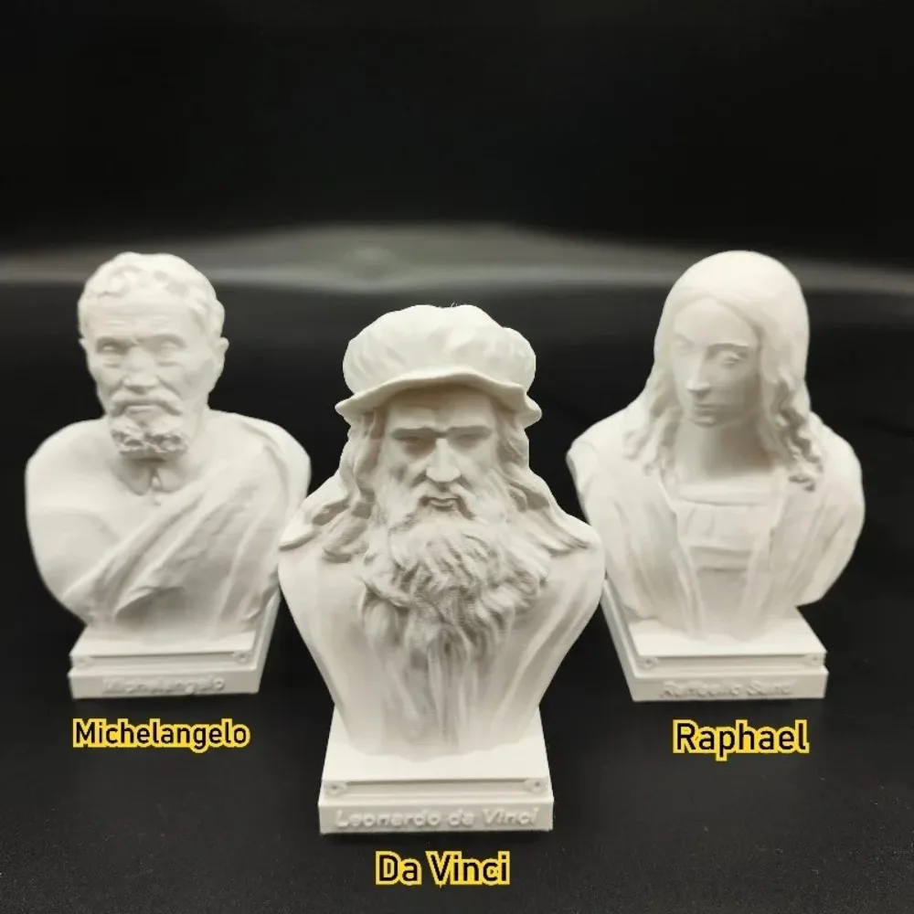 The Three Masters of The Renaissance Leonardo Da Vinci, Michelangelo, Raphael 3D Printed Bust Model Resin Figurines Decor Crafts