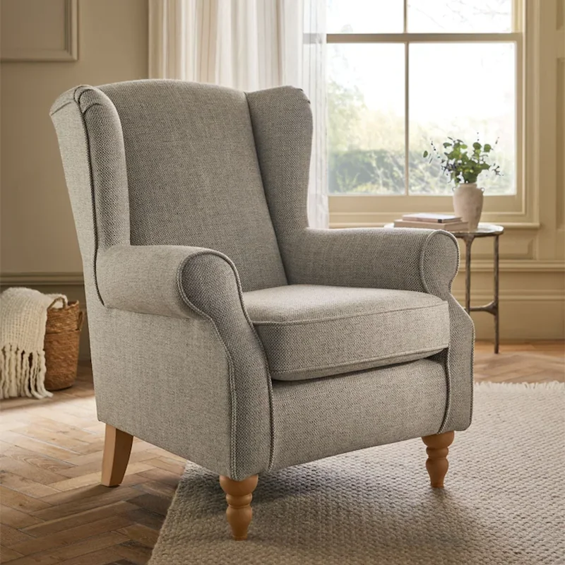# Country Simple Style High-density Lounge Sofa Chair with High Backrest and Wooden Frame