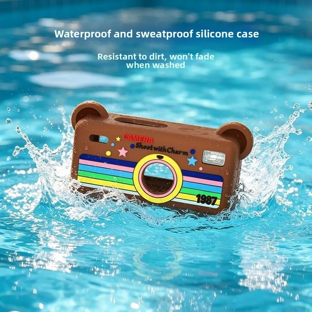 Silicone Cartoon Protective Case Anti-Scratch Shockproof Cover Shell With Lanyard for Kodak Charmera Keychain Digital Camera