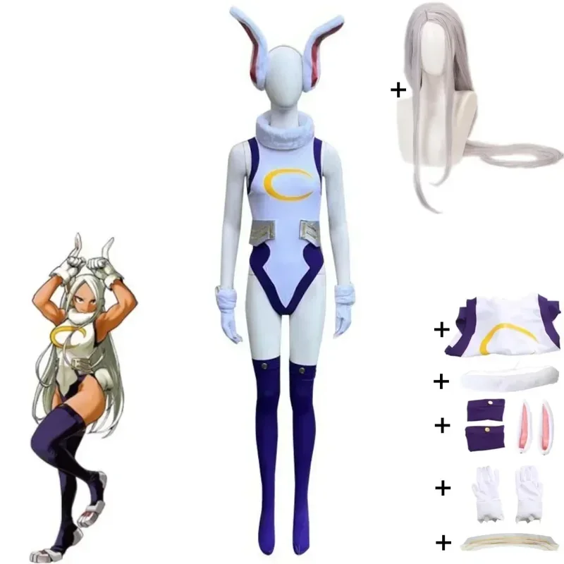 

FC6Anime Rabbit Mirko Miruko Boku No My Hero Academia Cosplay Costume Wig Sexy Woman Jumpsuit Bunny Girl Uniform Halloween @FC8！