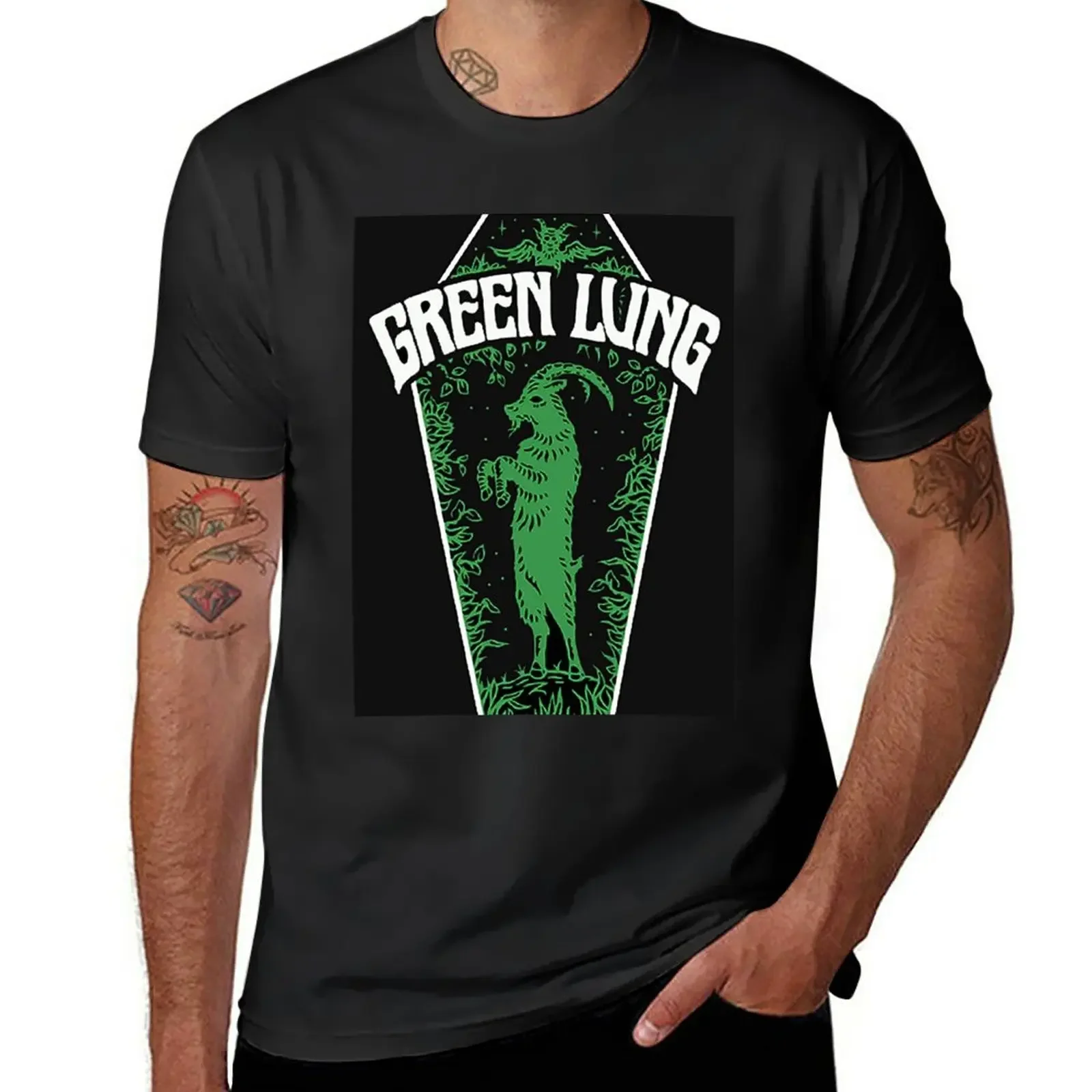 

New green lung T-Shirt black t shirts tops boys animal print shirt Short sleeve tee men