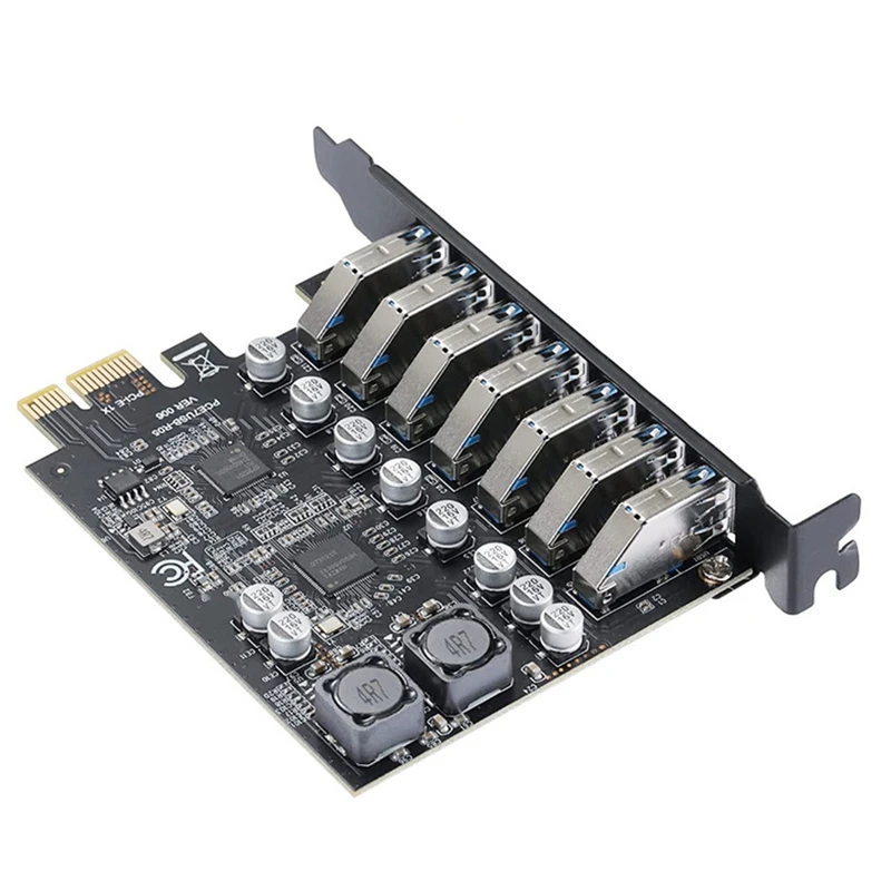 USB 3.0 PCI Express محول PCI E إلى 7 منافذ USB 3 توسيع محول بطاقة USB3.0 Pcie PCI-E X1 محول لسطح المكتب
