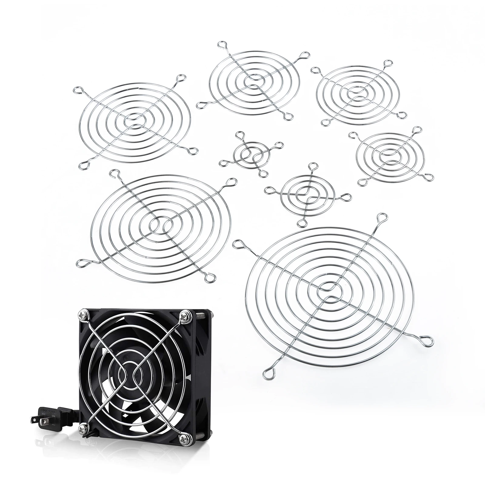 2pcs Fan Grills Computer Cooling Guard Metal Covers 4/5/6/7/8/9/11/12cm Protective Net Gaming PC Laptop Accessories Tools