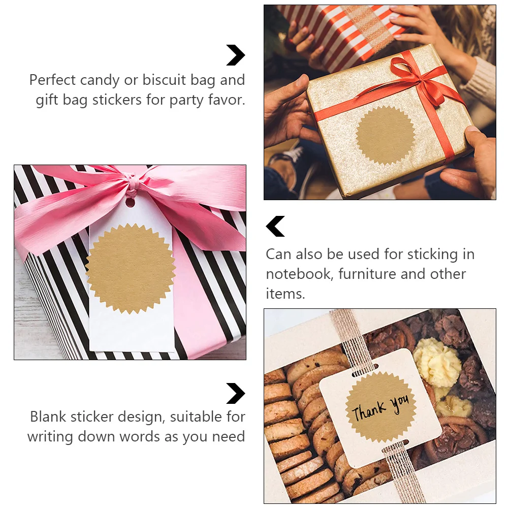 

500 Pcs Blank Sticker Khaki Stickers Gift Bag Kraft Sealing Handicraft Wrapping Paper
