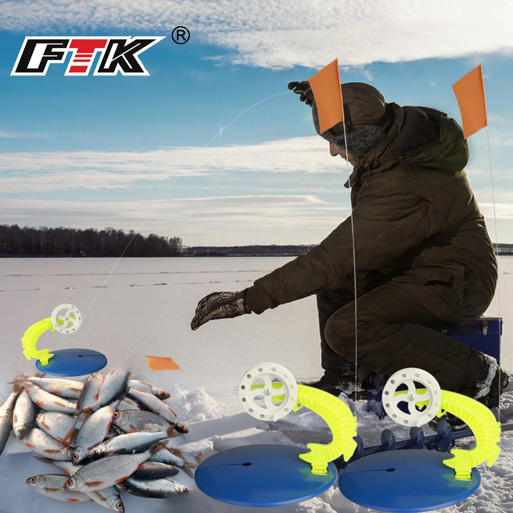 FTK 2 teile/satz Winter Angeln Eis Angelrute Flagge Versorgung Liefert Tip-up Kunststoff Angeln Schlitten Tragbare Angler Flaggen