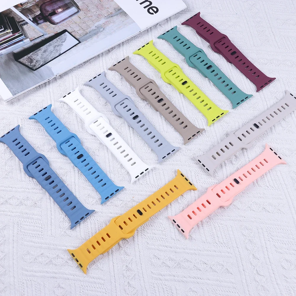 

Soft Silicone Strap For Apple Watch Band Ultra 49mm 44mm 45mm 42mm 41mm 42mm 38mm Bracelet Sport IWatch Serise 9 8 7 6 Watchband