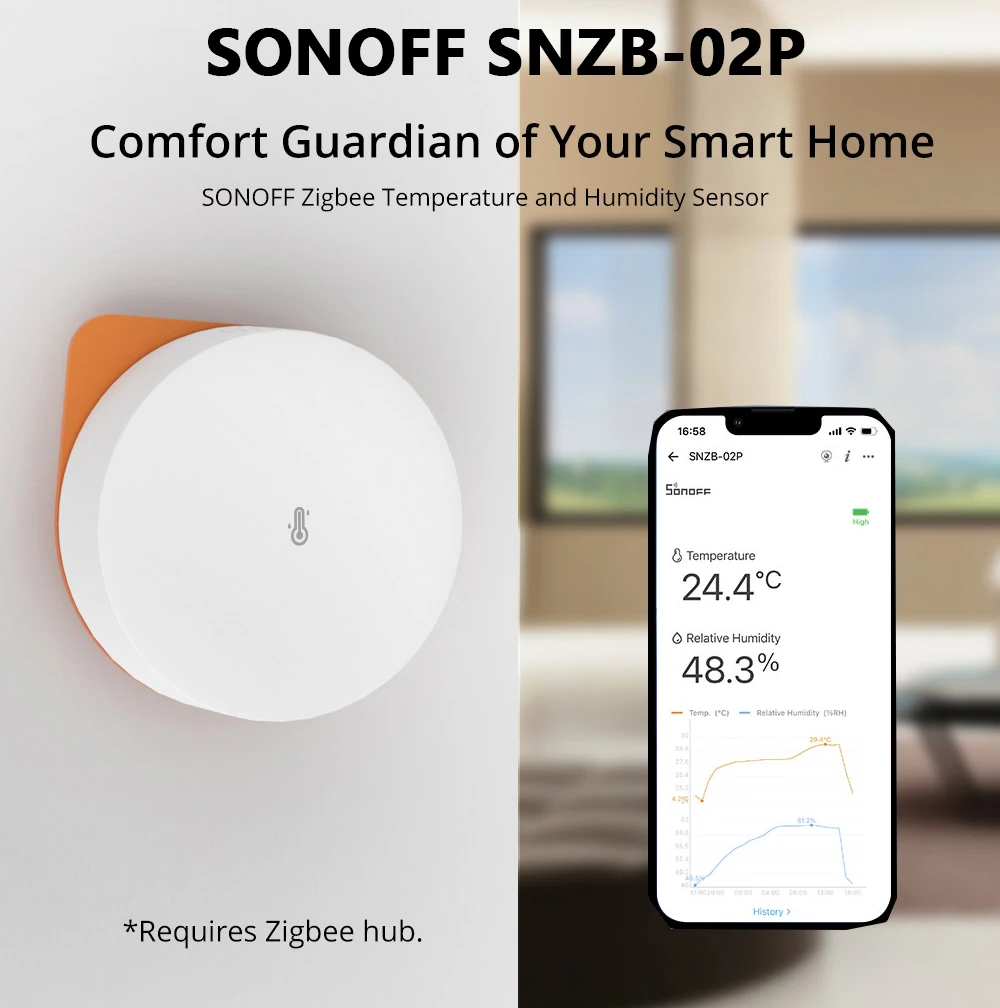 SONOFF SNZB-02P Zigbee Temperature And Humidity Sensor Smart Home Module Zigbee 3.0 High Accuracy Environment Sensor EWelink APP
