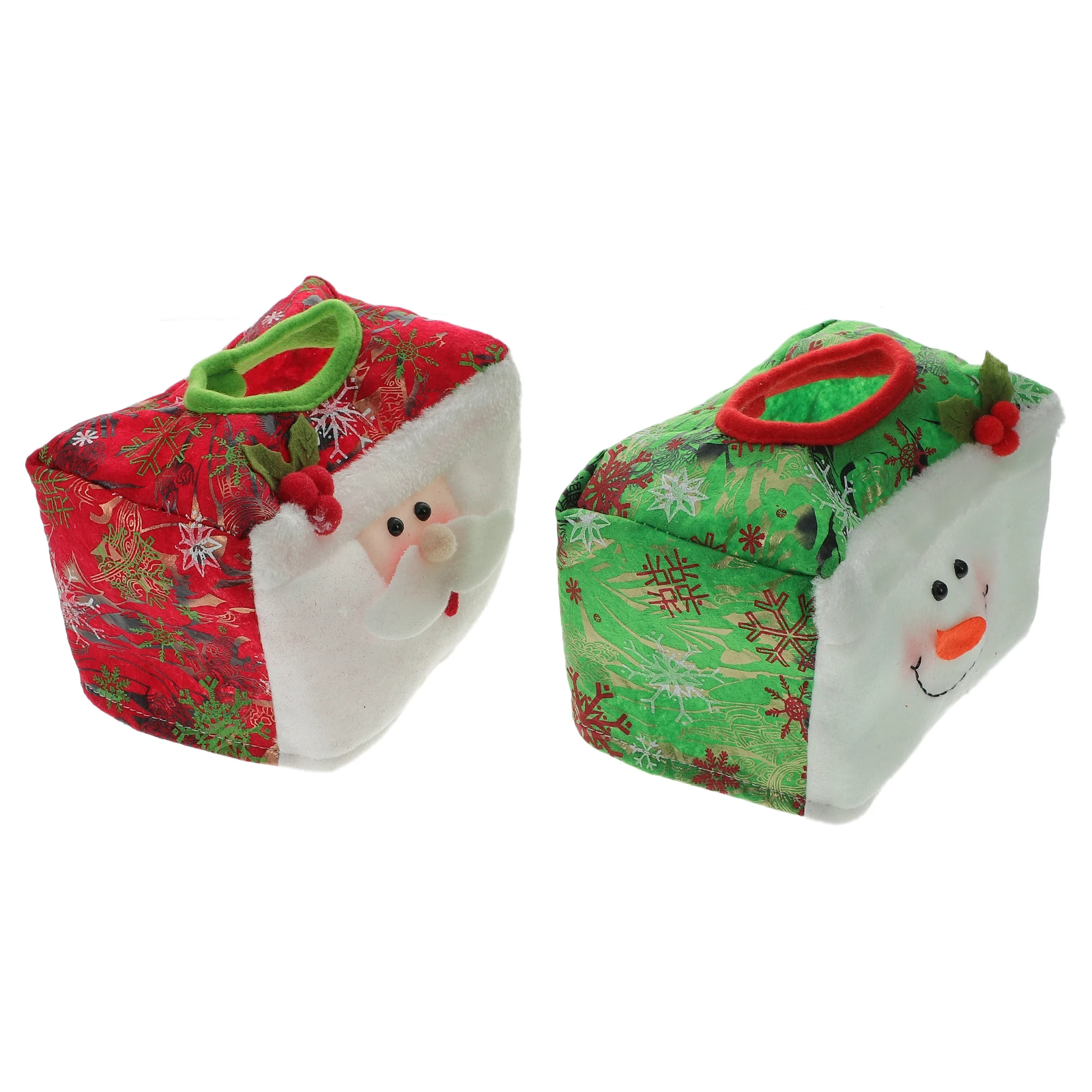 

2Pcs Tissue Box Cover Christmas Holder Case Fabric Decor Home Living Room Bedroom Office Car Travel Party Ornament Storage