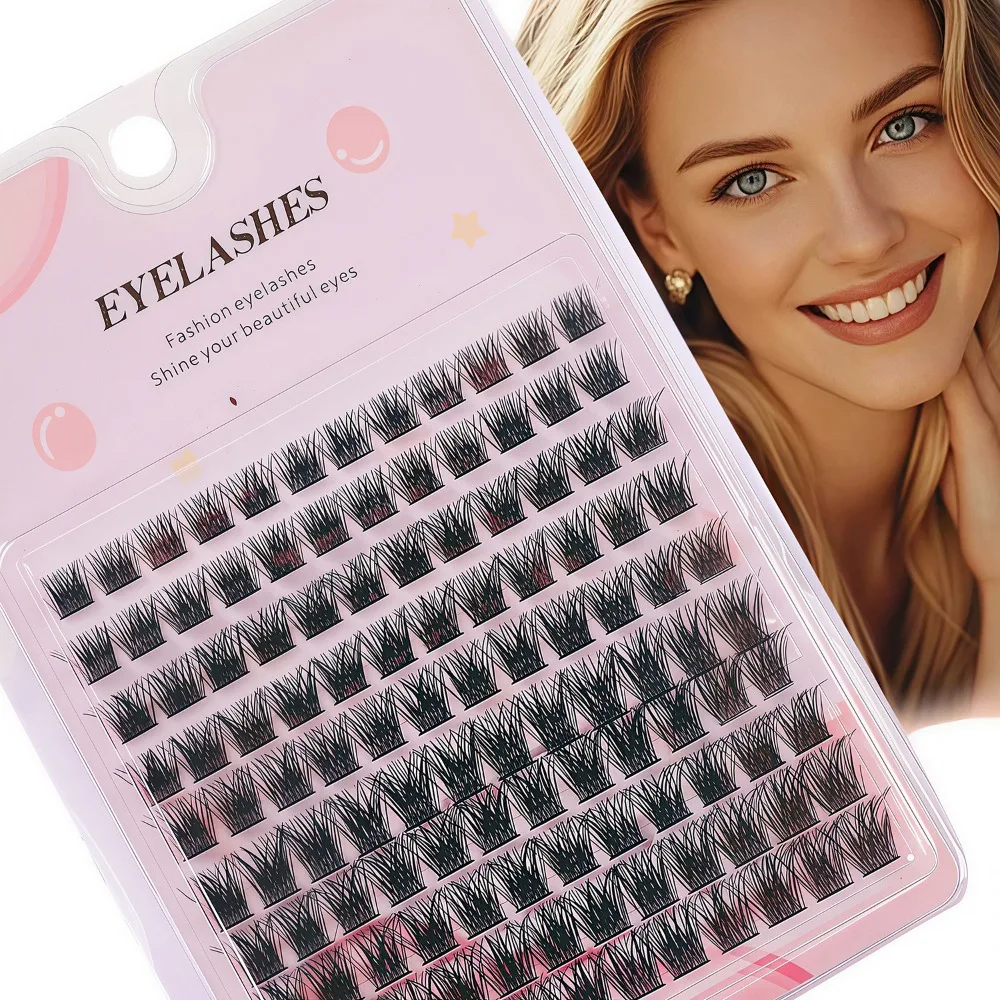 10 Row Single Cluster False Eyelash Set, DIY Thick European and American Eyelashes in Sections