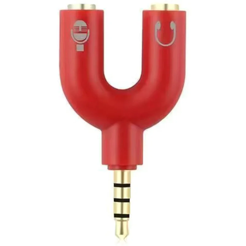 U-Vormige 3.5Mm 1 In 2 Audio Adapter Stereo Audio Jack Hoofdtelefoon Microfoon Adapter Audio Accessoires