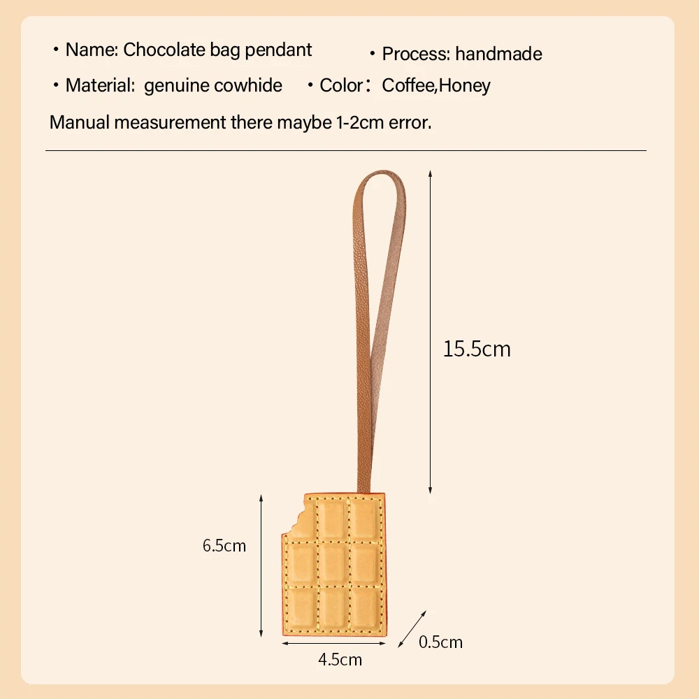 CRAZYSMITH Pingente de bolsa de couro genuíno feito à mão com pingente de chocolate para bolsa LV enfeite pendurado chaveiro acessórios de decoração bolsa de couro pingente de bolsa para bolsa Louis Vuitton