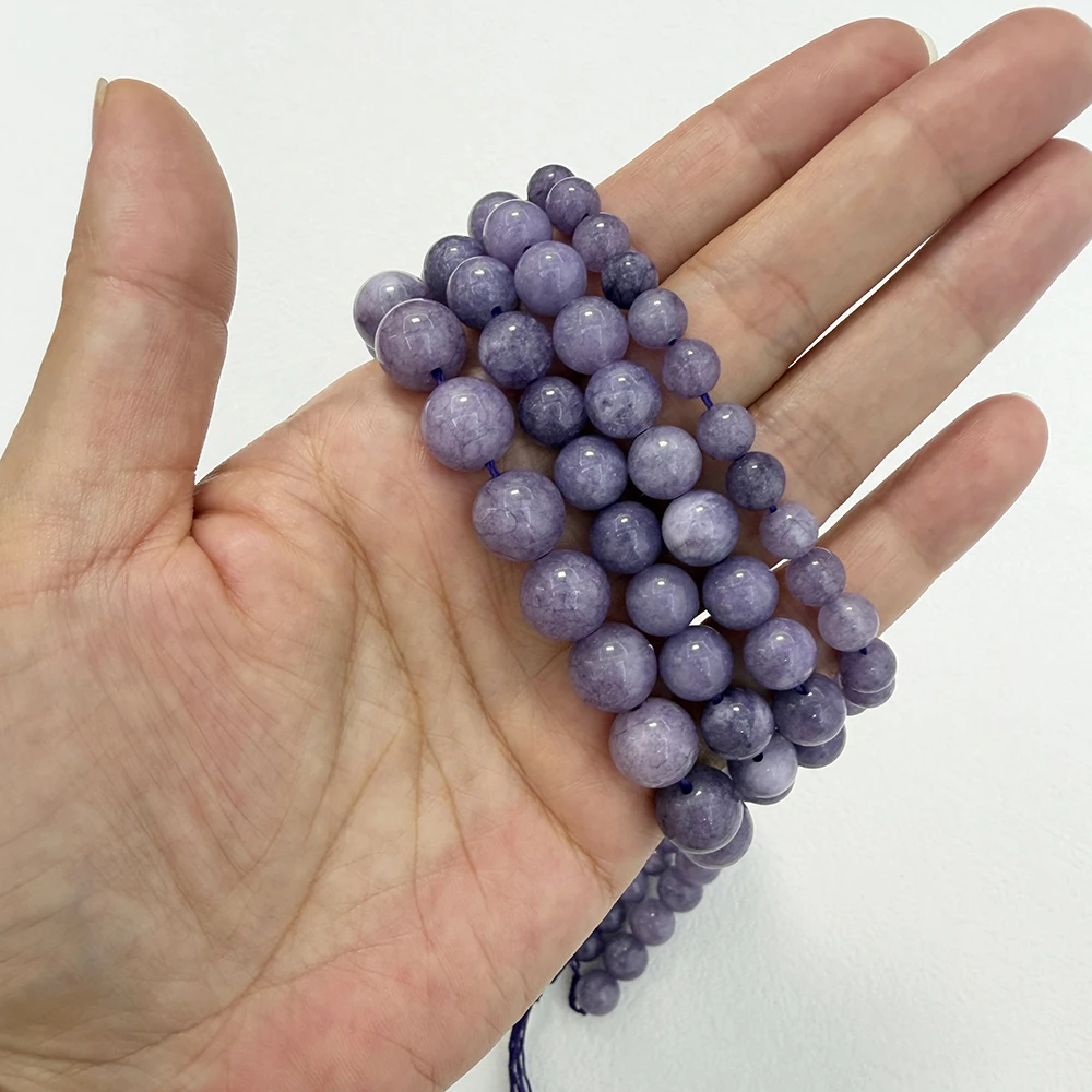 Natural Stone Violet Angelite Round Loose Beads 6 8 10MM Pick Size 15