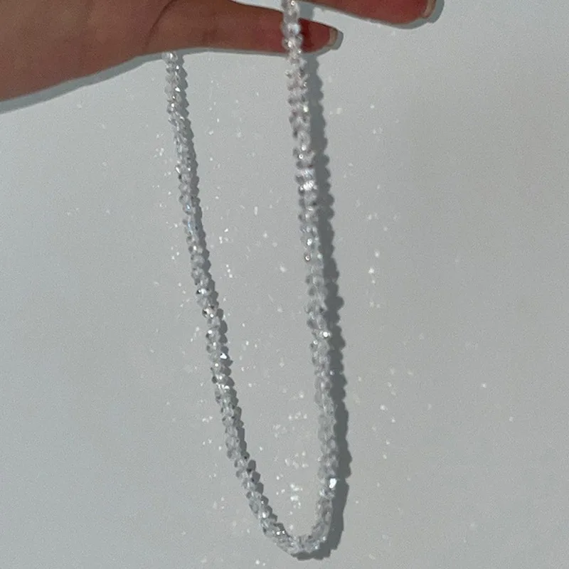 Korean Mulit-cut Glass Crystal Irregular Beaded Choker Necklace for Women Fashion Transparent Vintage bone Collar Neck Jewelry