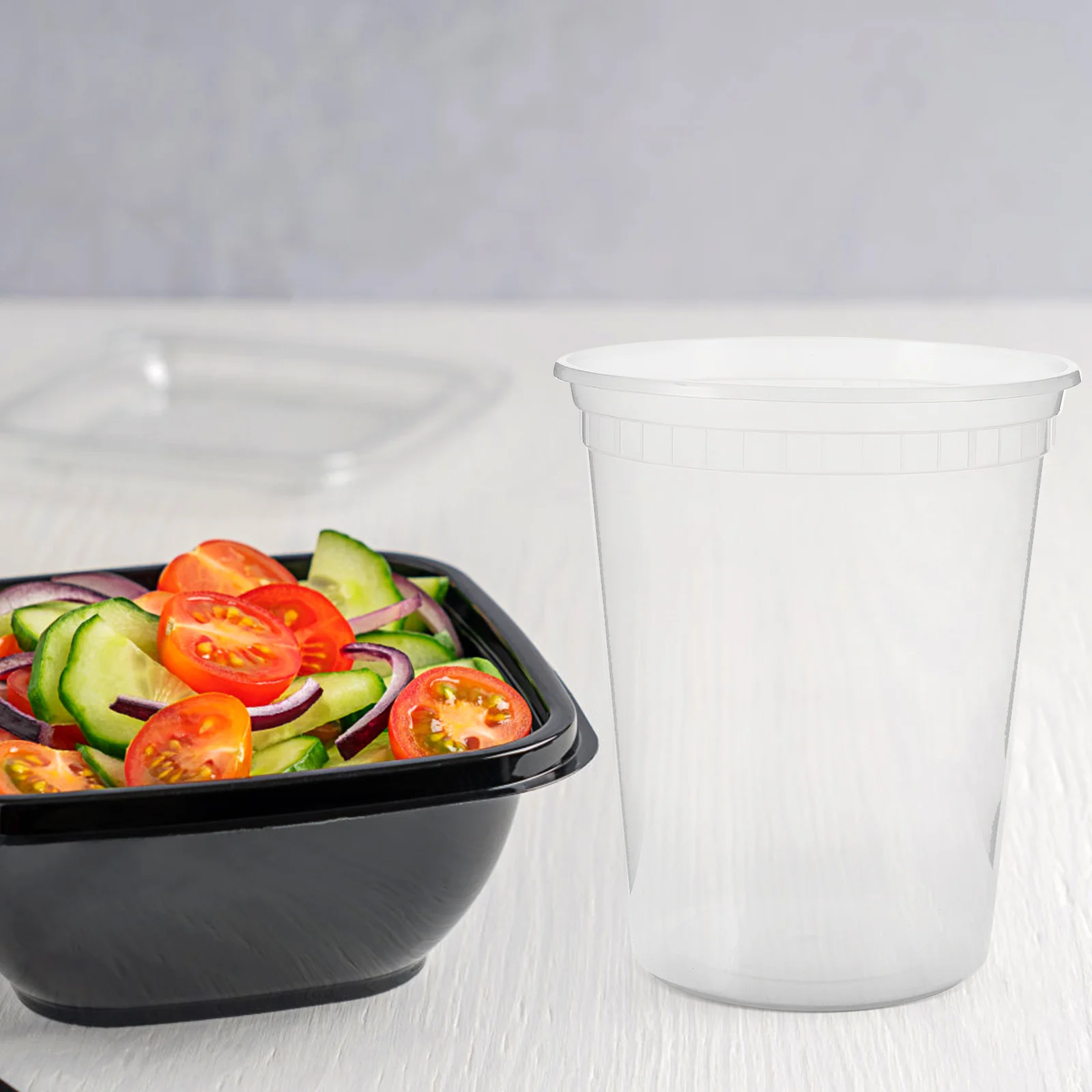

30 Sets 32oz 960ml Plastic Food Containers Lids Disposable Soup Bowls for Home Party Banquet Wedding Clear Takeout Boxes