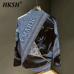 Hksh-メンズハーフハイカラーセーター、トレンディなパーソナライズされた長袖パーカー、フェイクデニムトップ、秋冬ファッション、新しい、hk1776,2022