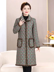 Thickened Long Cotton Jacket for Women Winter New Style Fashionable Warm Fleece Lined Mommy Clothes Middle Aged And Elderly W...