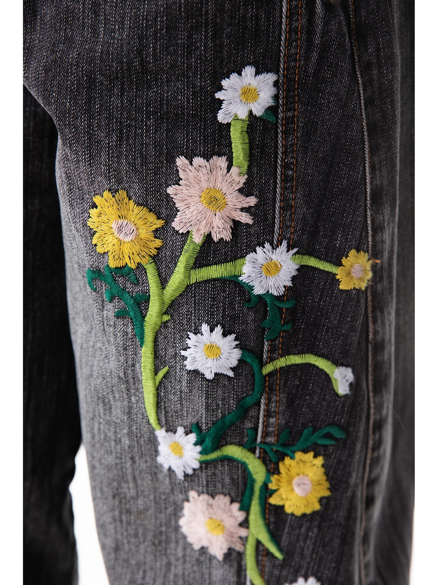 Pantalones vaqueros con bordado Floral de estilo americano para hombre, novedad de Otoño de 2025, pantalones curvos holgados Retro, pantalones vaqueros largos de pierna ancha a la moda