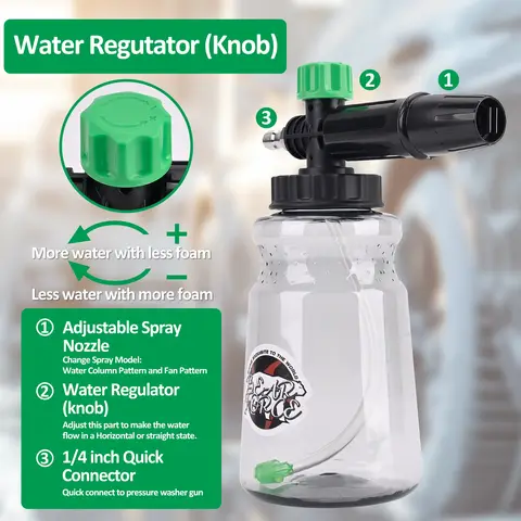 Pressure Washer Foam Cannon Foam Generator Snow Foam Lance with 1/4” Quick Connector for Portland Husky Ryobi Greenwork 10 best sales snowfoam - №2