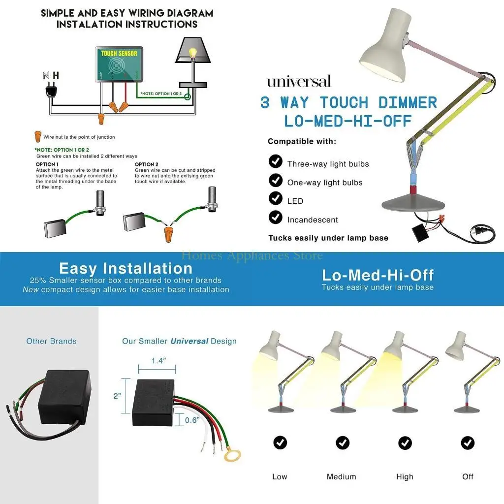 

D0AB 3 Way для сенсорного датчика Dimmer, для модуля управления комплектом для ремонта сенсорного управления, датчика замены, 2