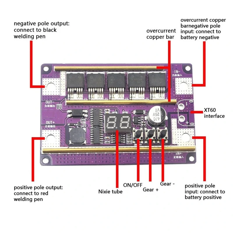 Imagem -04 - Mini Portátil Máquina de Solda a Ponto para Faça Você Mesmo 18650 Bateria 99 Engrenagens Display Digital Placa Circuito Equipamentos Solda Pontos Soldador