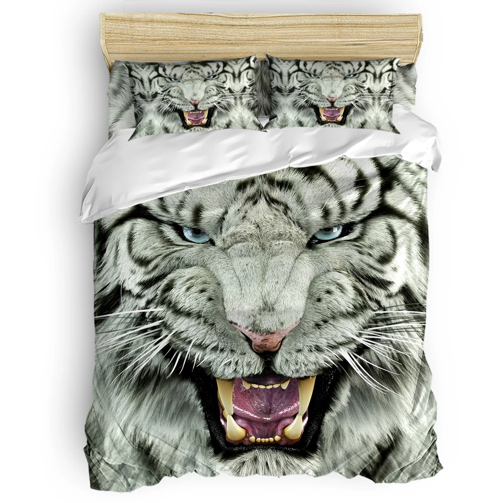 

White Tiger Fierce Comfortable Household Goods Bedroom Bed Luxury Duvet Cover 2/3/4 Pieces