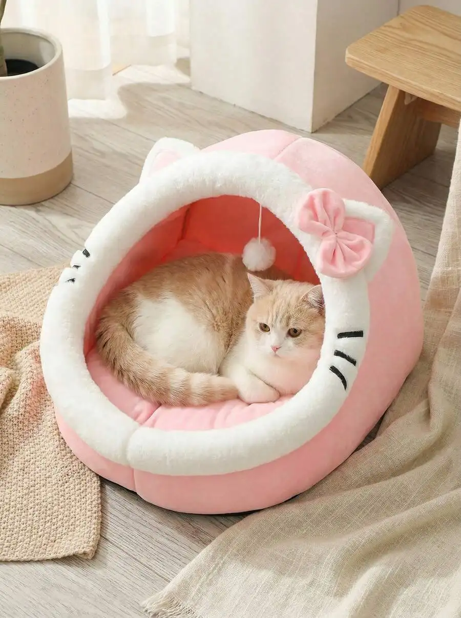 

PETSIN 1 Pc Cute Cat Bed For Indoor Cats House, Washable Pet House, Warm Pet Cave Bed , Suitable For Use Of Rabbits,