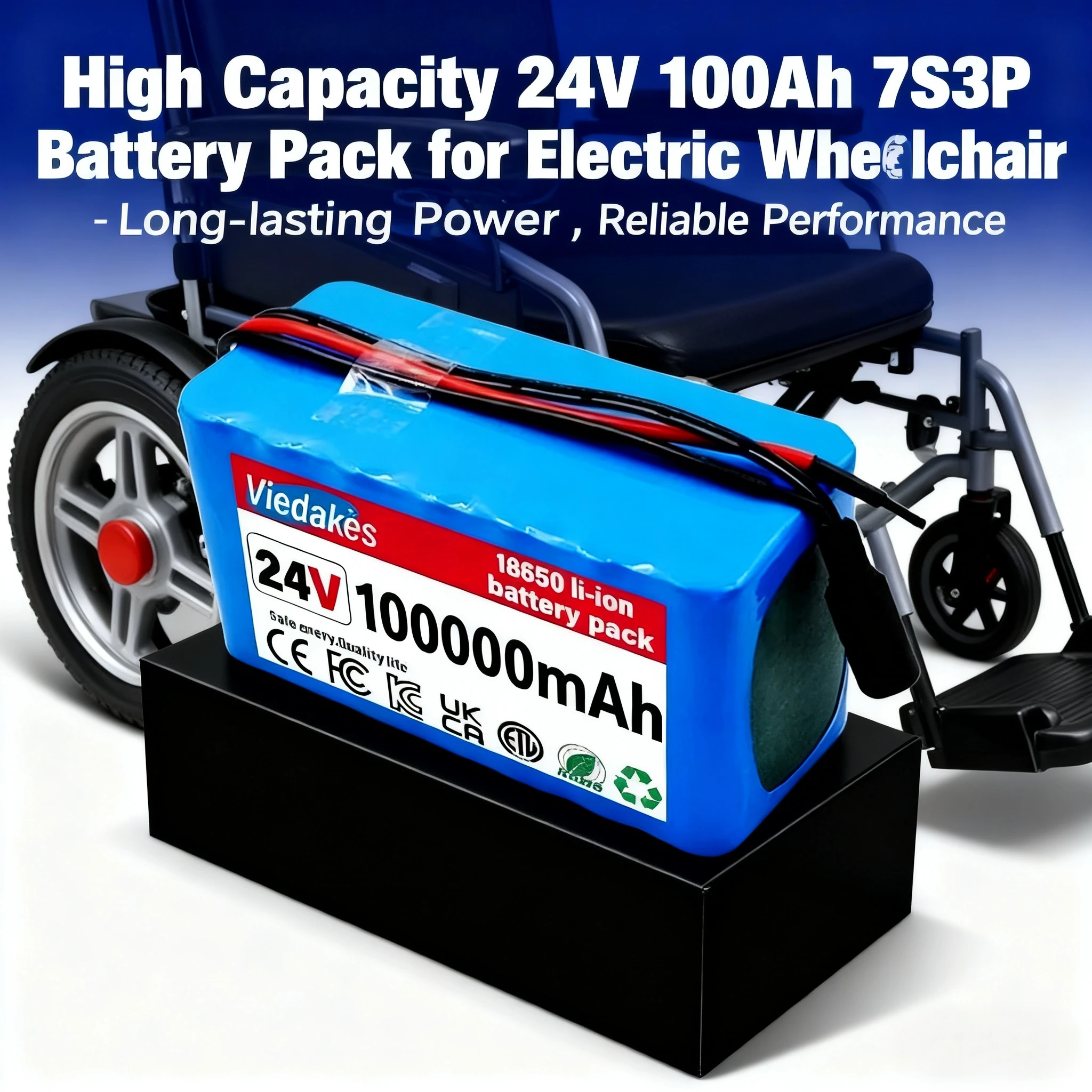 

✅For Scooter/Wheelchair/toy car 24V 40Ah/60Ah/80Ah/100Ah Rechargeable Battery 7S3P 18650 Lithium Battery Pack and free charger