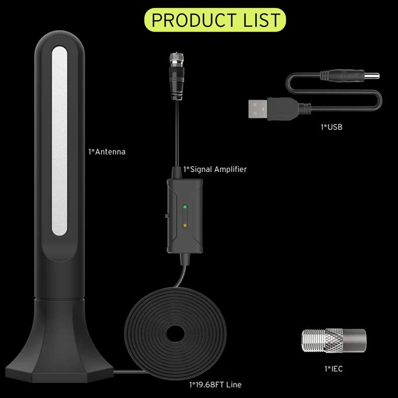 هوائي التلفزيون 4K1080p داخلي رقمي عالي الدقة مطور كامل 360 °   هوائي رقمي لاستقبال الإشارة للقنوات المحلية