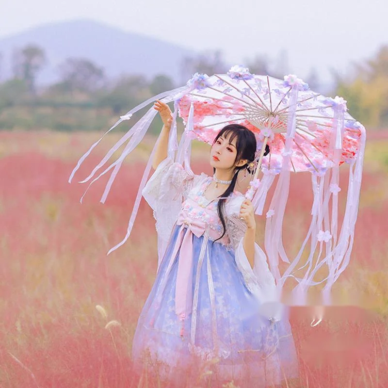 

parasol lolita hand-made girl sakura Chinese style ancient tassel ribbon oiled paper umbrella paraguas sombrilla parapluie femme