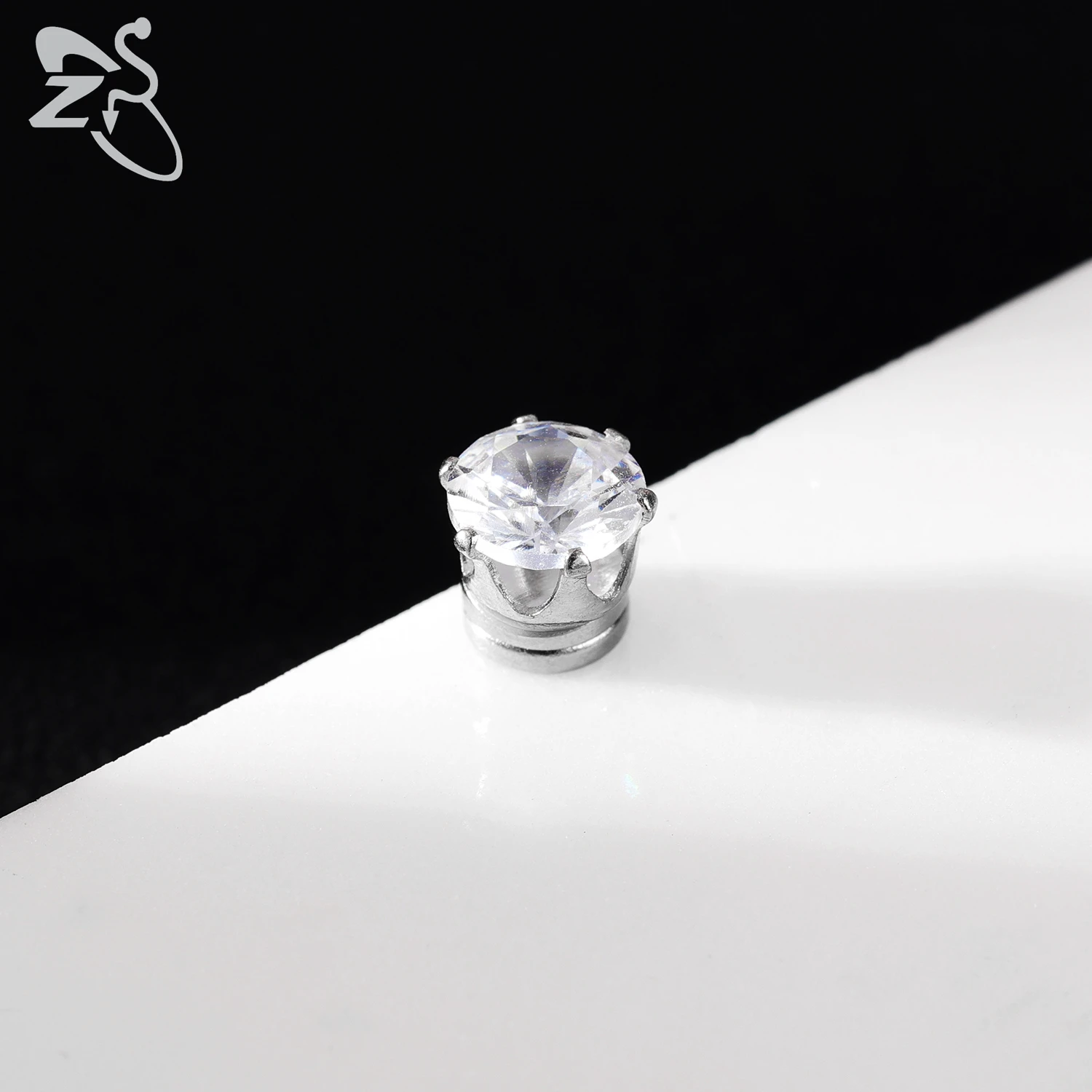 ZS 1 Stück magnetische Clip-on-Ohrringe, Stern-Herzform, CZ-Kristall-Ohrclip, kein Piercing, Ohrstecker, kein durchbohrter Ohrring-Schmuck, 4–8 mm – Detail 3