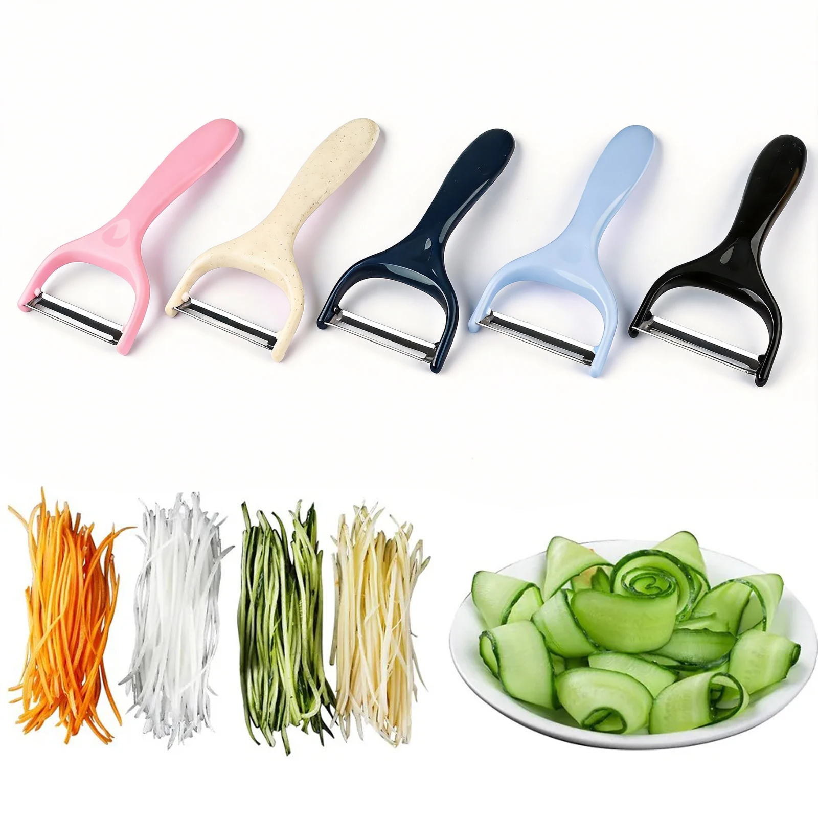 Multifunctional Stainless Steel Peeler&Grater Set–Y Shaped Peeler for Fruit&Vegetable|Julienne,Slice,Shred with Non-Slip Peeler