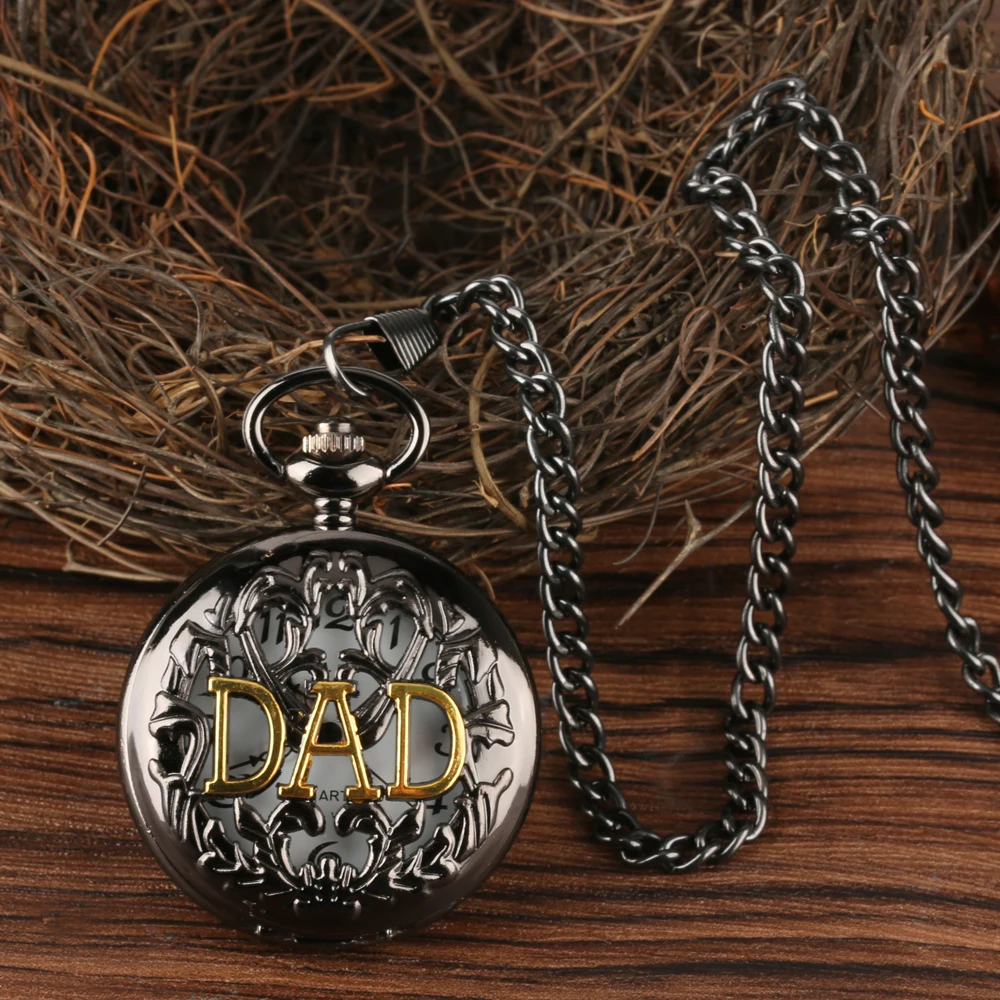 Best Gifts Steampunk Quartz Watches Fashion Gold Tone Dad Quartz Pocket Watch for Father Dady Father's Day Daddy Men's Clock