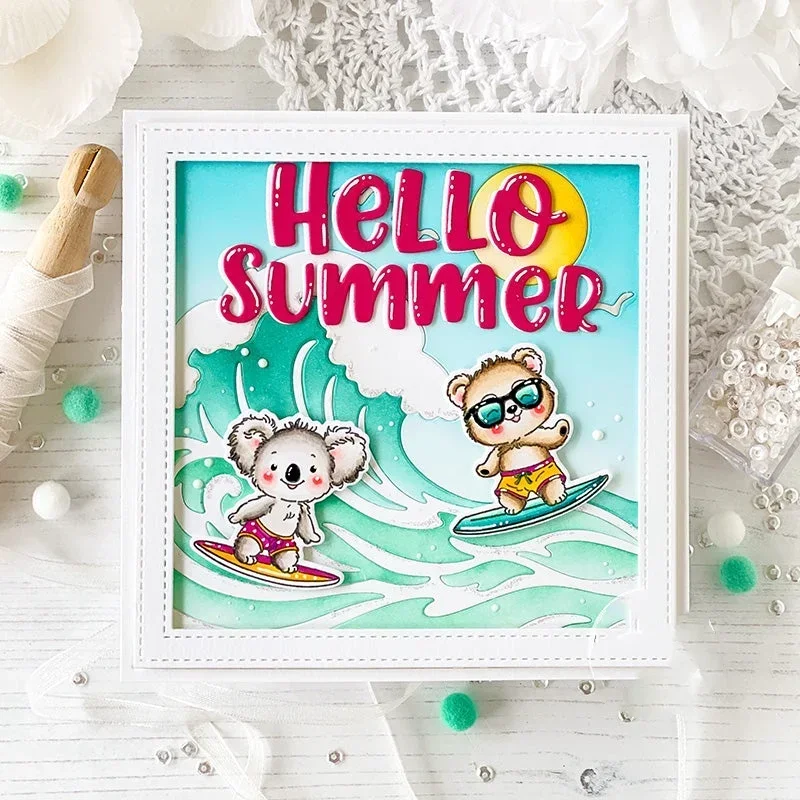 New Summer Beach Wave Leaves Beach Clear Stamps Metal Cutting Dies Stencil for DIY Making Card Scrapbook Paper Album Craft 2024
