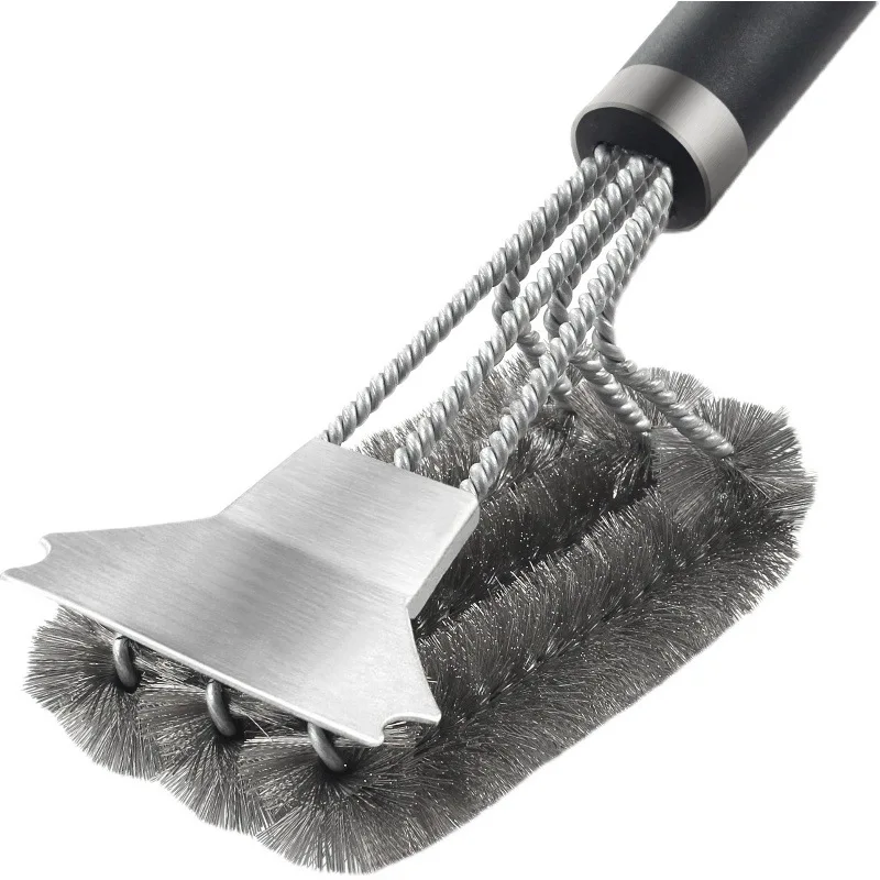 8 Inch Stainless Steel Grill Brush and Scraper Safe Woven Wire Bristle BBQ Cleaning Brush for Weber Gas Charcoal Grill