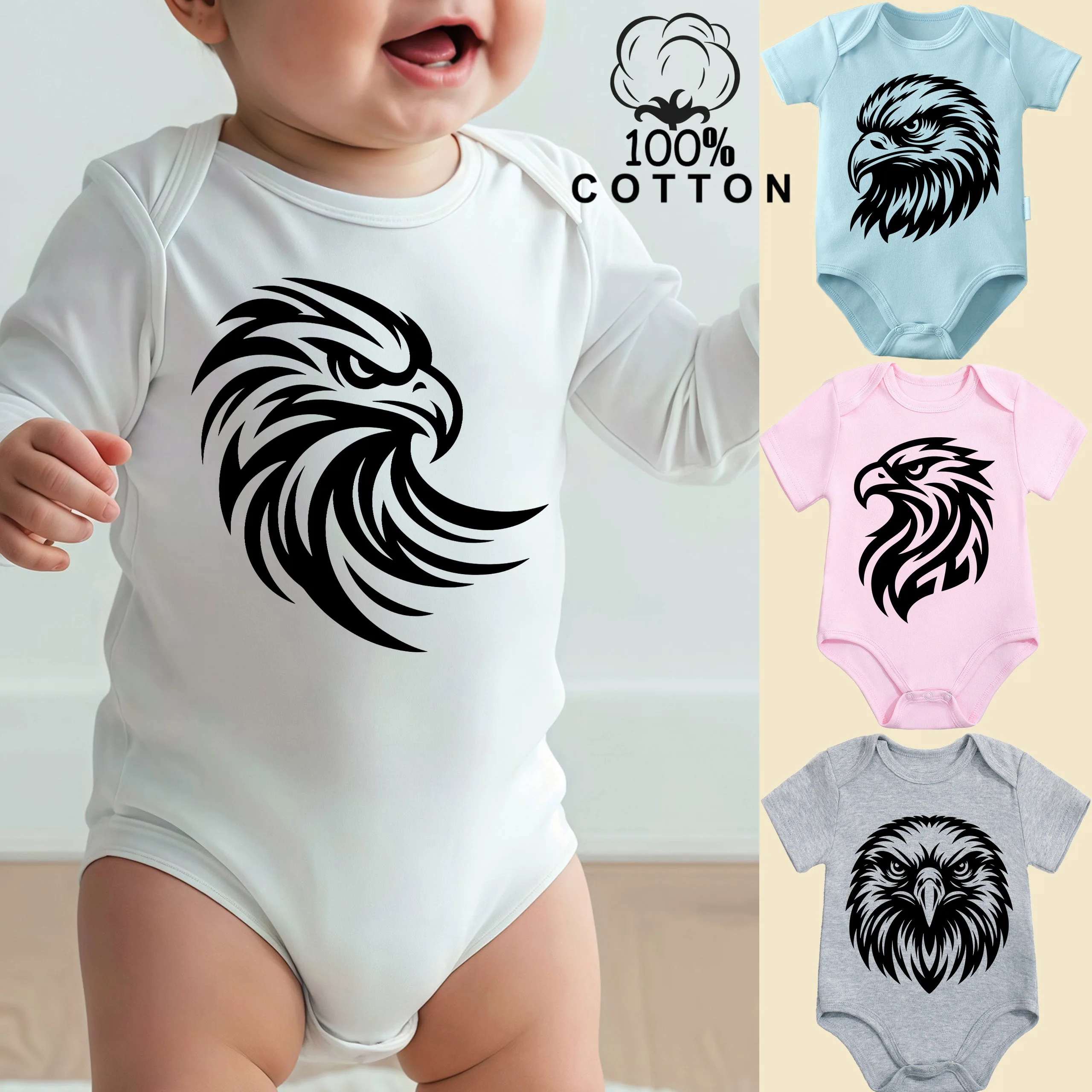 

Комбинезон из чистого хлопка с принтом орла для новорожденных от 0 до 12 месяцев: комфортная ткань, надежность и мощь