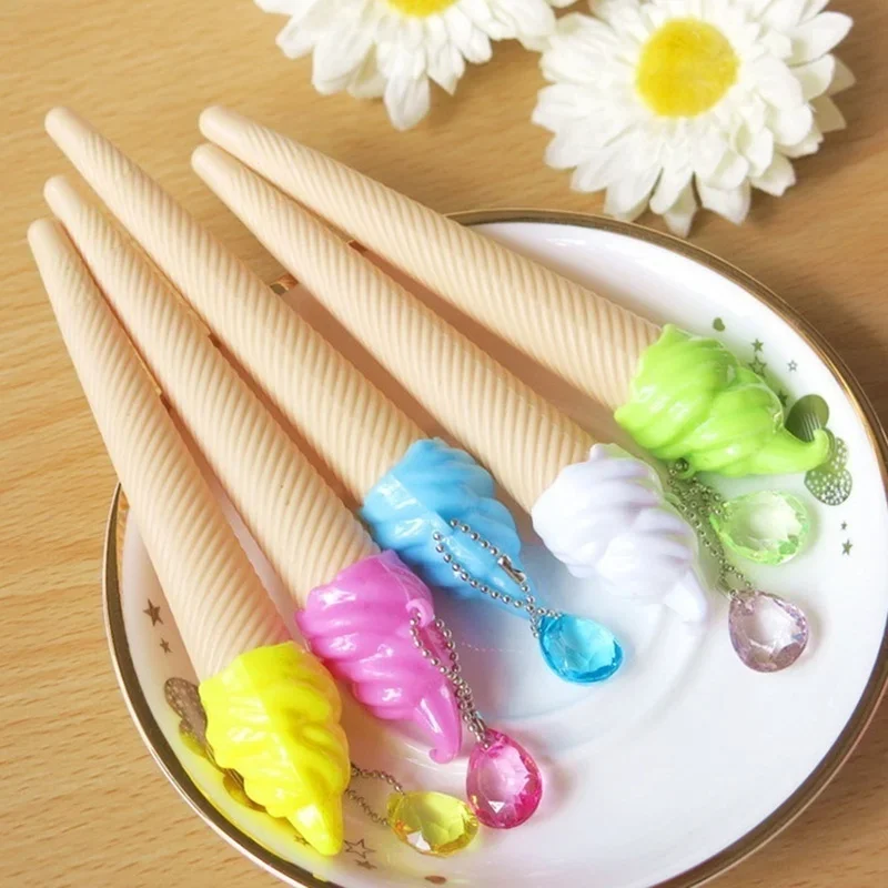 6 Pack Ice Cream Pen Cartoon Writing Cute Neutral Pen Childrens Day Gift 0.38 Mm Neutral Pen School Supplies Office Supplies