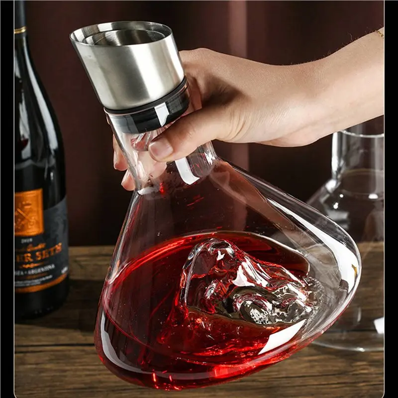 T21C 2X Wine Decanter, Crystal Clear Wine Decanter With Aerator, Red Wine Carafe With Built-In-Dispenser,Jinshan