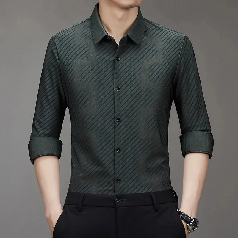 Men's Casual and Fashionable Long Sleeved Printed Shirt, Non Ironing Wrinkle Resistant Business Top