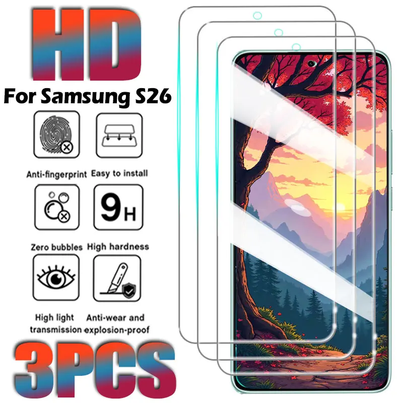 3PCS Fingerprint unlock Tempered Glass For Samsung Galaxy S26 Ultra S25 S24 Ultra S23 Plus Screen Protector 9H Protective Film