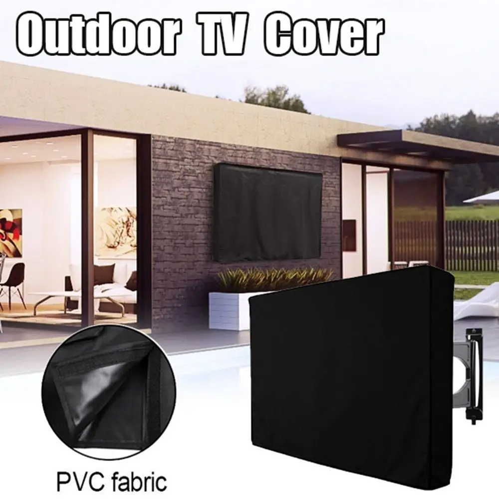 حافظة واقية محمولة غطاء تلفزيون قابل للتنفس مقاوم للماء حامي تلفزيون أسود 600D قماش أكسفورد غطاء غبار التلفزيون بركة #4
