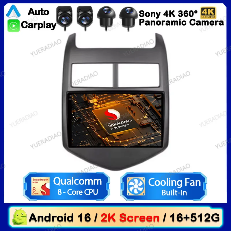 Radio para coche Android 16 para Chevrolet Aveo 2 Sonic T300 2011 - 2015, reproductor de vídeo estéreo multimedia para coche, CarPlay, NAVI, GPS, 4G, WIFI, BT